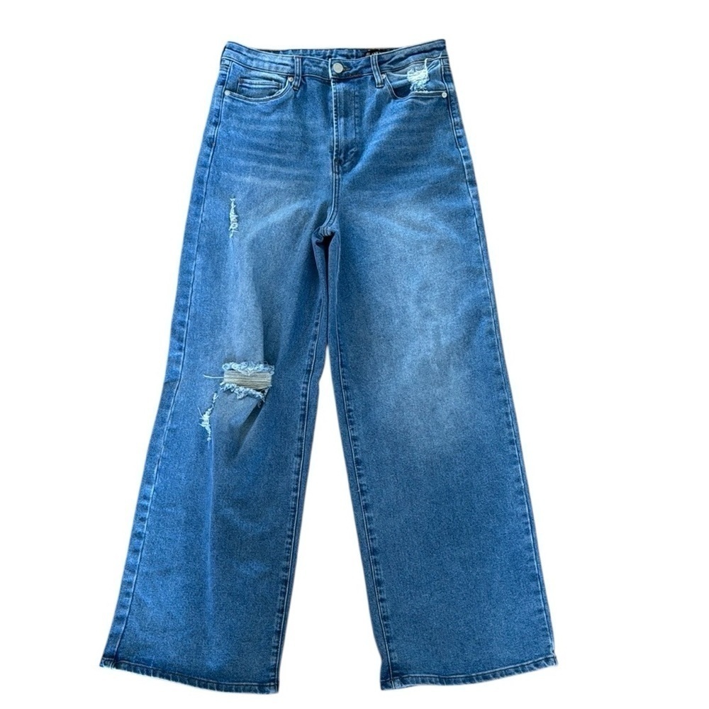 BlankNyc The Franklin Distressed Blue Jeans size 31 Wide Leg High Rise